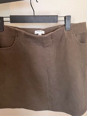 Weekend Brown Cotton Blend Mini Skirt
